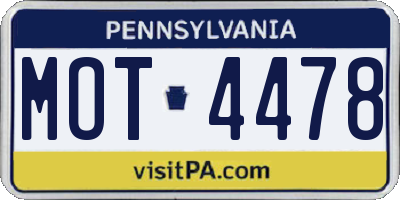 PA license plate MOT4478