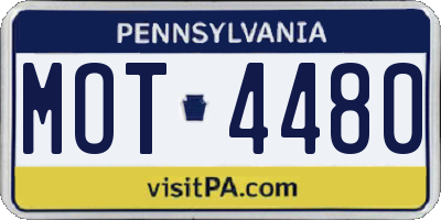 PA license plate MOT4480