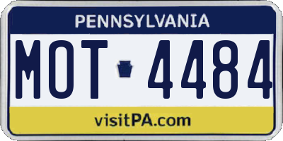 PA license plate MOT4484