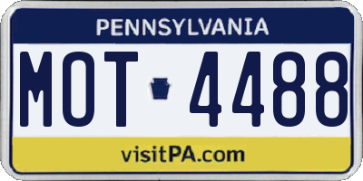 PA license plate MOT4488