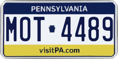 PA license plate MOT4489