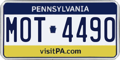 PA license plate MOT4490