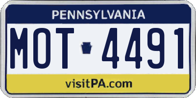 PA license plate MOT4491