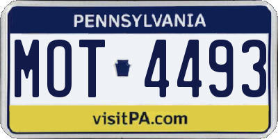 PA license plate MOT4493
