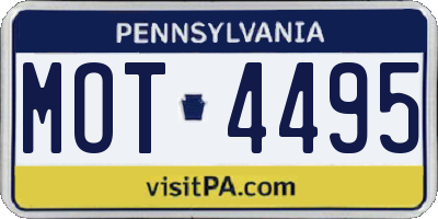 PA license plate MOT4495