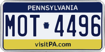 PA license plate MOT4496