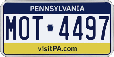 PA license plate MOT4497
