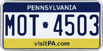 PA license plate MOT4503