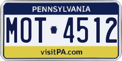 PA license plate MOT4512