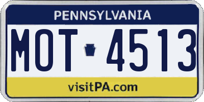 PA license plate MOT4513