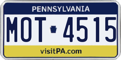 PA license plate MOT4515