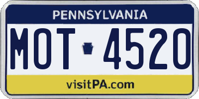 PA license plate MOT4520