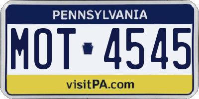 PA license plate MOT4545