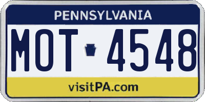 PA license plate MOT4548