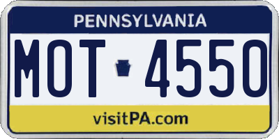 PA license plate MOT4550