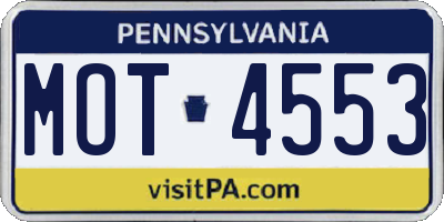 PA license plate MOT4553