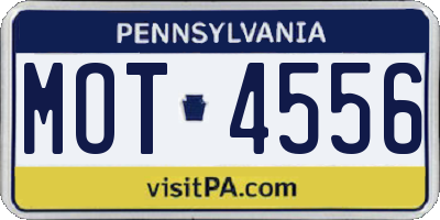 PA license plate MOT4556