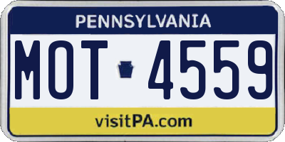 PA license plate MOT4559
