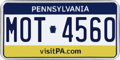 PA license plate MOT4560