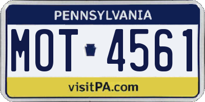 PA license plate MOT4561