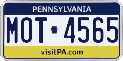 PA license plate MOT4565