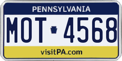 PA license plate MOT4568