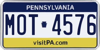 PA license plate MOT4576