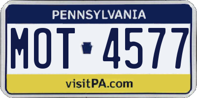 PA license plate MOT4577