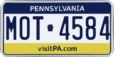 PA license plate MOT4584