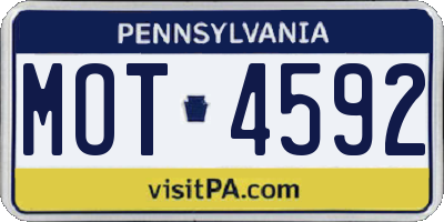 PA license plate MOT4592