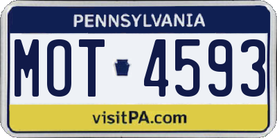 PA license plate MOT4593