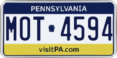 PA license plate MOT4594