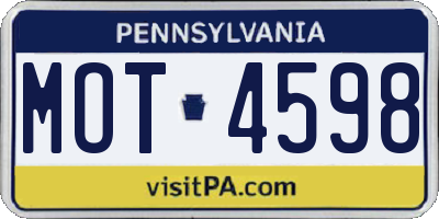 PA license plate MOT4598
