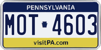 PA license plate MOT4603