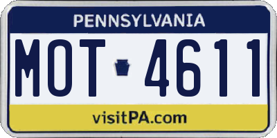 PA license plate MOT4611