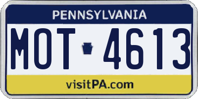 PA license plate MOT4613