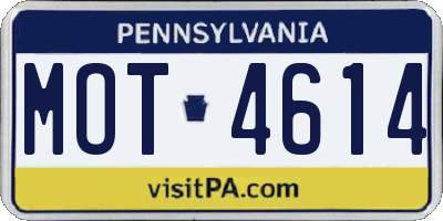 PA license plate MOT4614