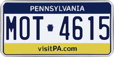 PA license plate MOT4615