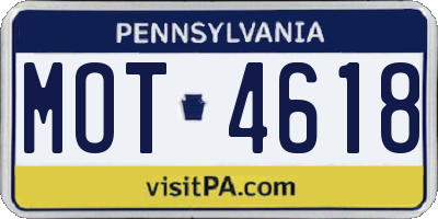 PA license plate MOT4618
