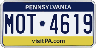 PA license plate MOT4619