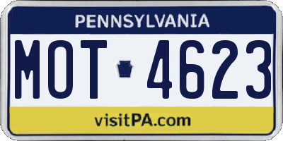 PA license plate MOT4623