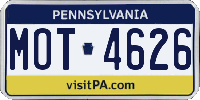 PA license plate MOT4626