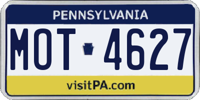 PA license plate MOT4627