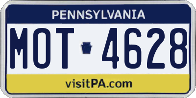 PA license plate MOT4628