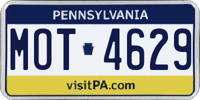 PA license plate MOT4629