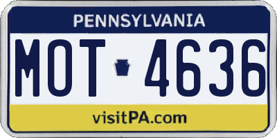 PA license plate MOT4636