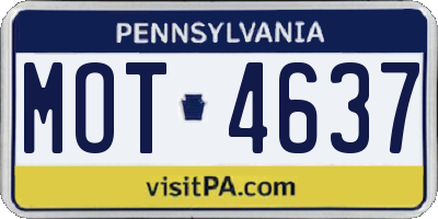 PA license plate MOT4637