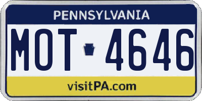 PA license plate MOT4646