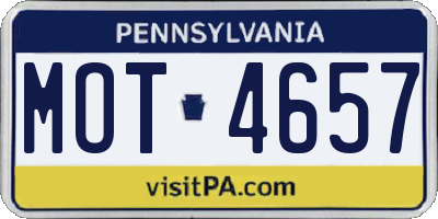 PA license plate MOT4657