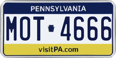 PA license plate MOT4666